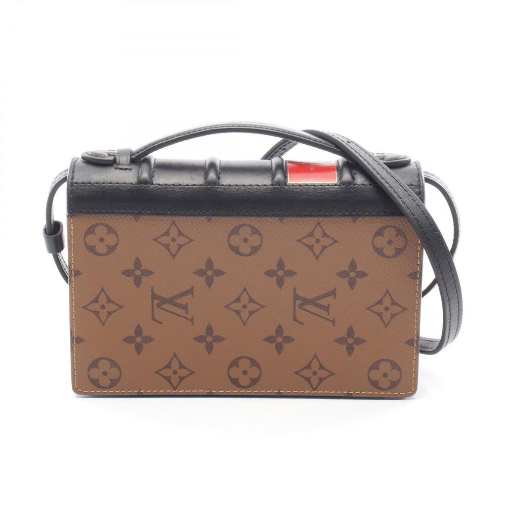 Louis Vuitton Book Wallet Bag Leather Monogram Reverse Brown Black